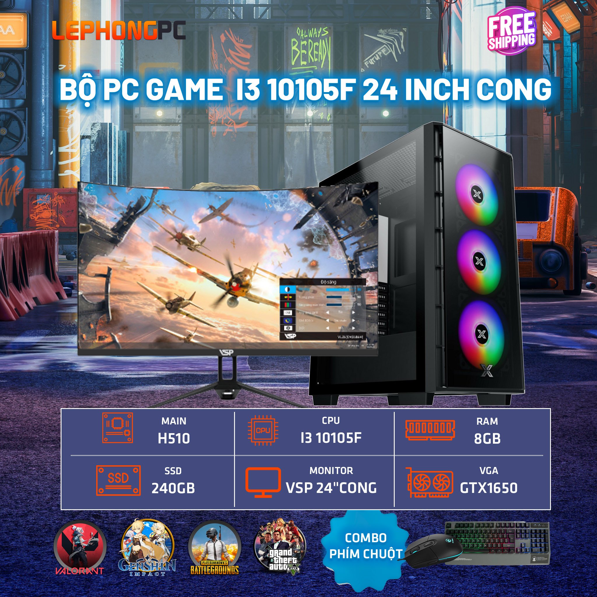 BO PC GAME I3 10105F 24 INCH CONG 30 12 22