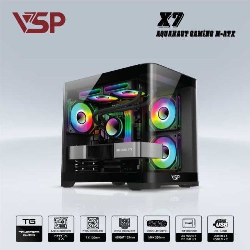 CASE VSP X7 AQUANAUT GAMING M ATX BLACK